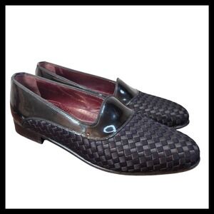 NINO FERRETTI Milano Italy Woven Patent Leather Slip On Loafer‎ Shoes Men's 9